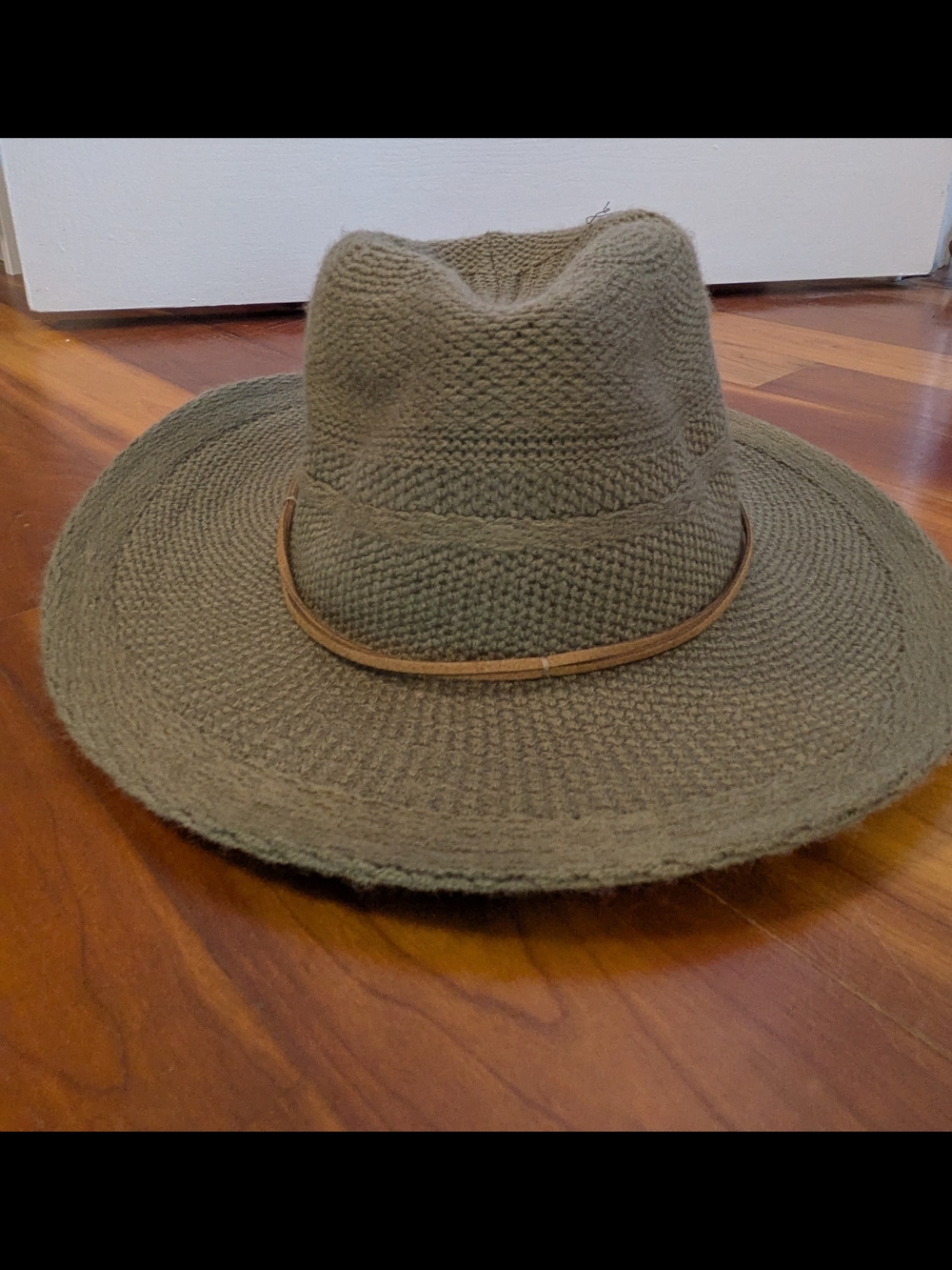 Delicious Olive Knit Fedora with Tan Sweatband